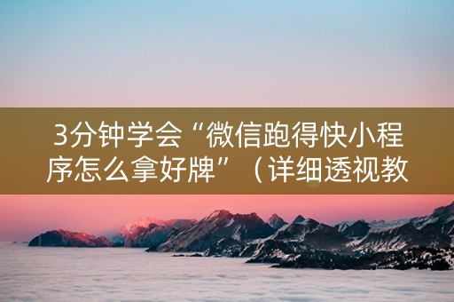 3分钟学会“微信跑得快小程序怎么拿好牌”（详细透视教程）-哔哩哔哩