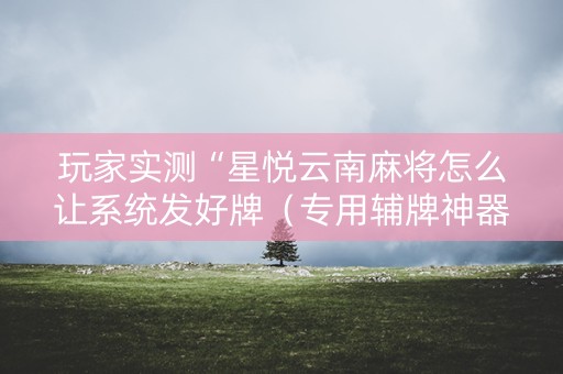 玩家实测“星悦云南麻将怎么让系统发好牌（专用辅牌神器免安装）