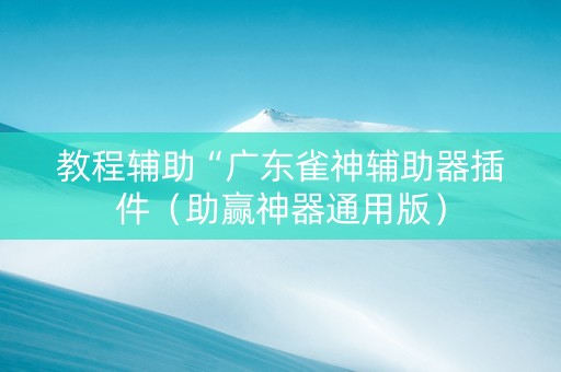 教程辅助“广东雀神辅助器插件（助赢神器通用版）