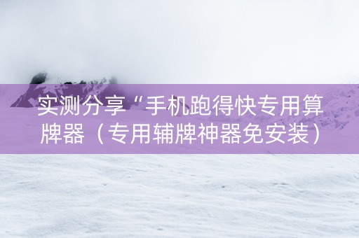 实测分享“手机跑得快专用算牌器（专用辅牌神器免安装）