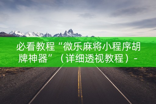 必看教程“微乐麻将小程序胡牌神器”（详细透视教程）-哔哩哔哩