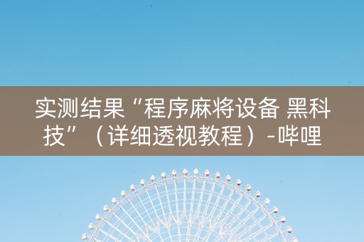 实测结果“程序麻将设备 黑科技”（详细透视教程）-哔哩哔哩