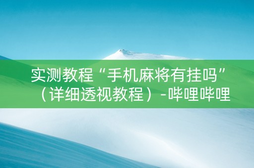 实测教程“手机麻将有挂吗”（详细透视教程）-哔哩哔哩