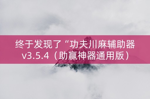 终于发现了“功夫川麻辅助器v3.5.4（助赢神器通用版）