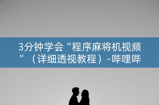 3分钟学会“程序麻将机视频”（详细透视教程）-哔哩哔哩