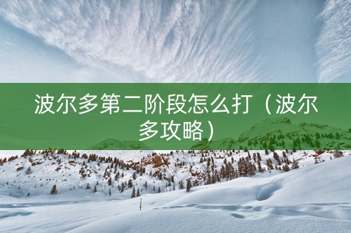 波尔多第二阶段怎么打（波尔多攻略）