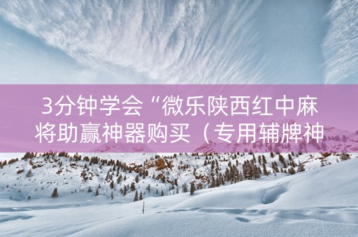 3分钟学会“微乐陕西红中麻将助赢神器购买（专用辅牌神器免安装）