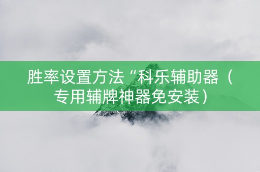 胜率设置方法“科乐辅助器（专用辅牌神器免安装）