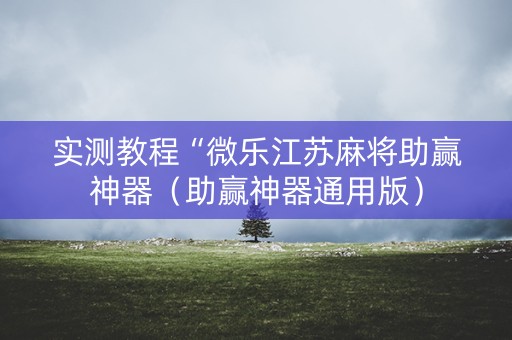 实测教程“微乐江苏麻将助赢神器（助赢神器通用版）