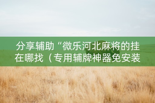 分享辅助“微乐河北麻将的挂在哪找（专用辅牌神器免安装）