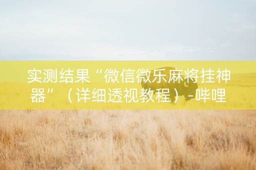 实测结果“微信微乐麻将挂神器”（详细透视教程）-哔哩哔哩