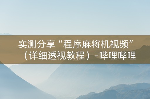 实测分享“程序麻将机视频”（详细透视教程）-哔哩哔哩