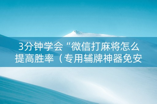 3分钟学会“微信打麻将怎么提高胜率（专用辅牌神器免安装）