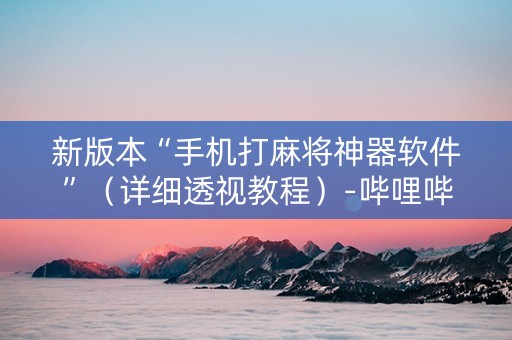 新版本“手机打麻将神器软件”（详细透视教程）-哔哩哔哩