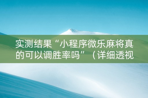 实测结果“小程序微乐麻将真的可以调胜率吗”（详细透视教程）-哔哩哔哩