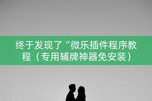 终于发现了“微乐插件程序教程（专用辅牌神器免安装）