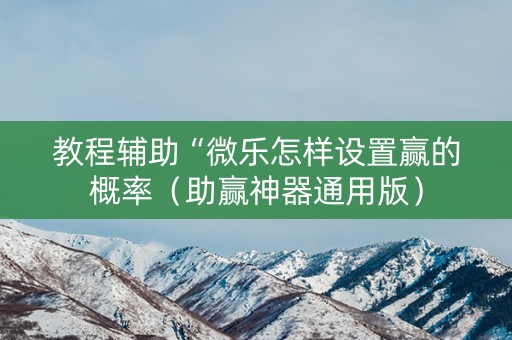 教程辅助“微乐怎样设置赢的概率（助赢神器通用版）