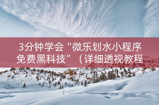 3分钟学会“微乐划水小程序免费黑科技”（详细透视教程）-哔哩哔哩