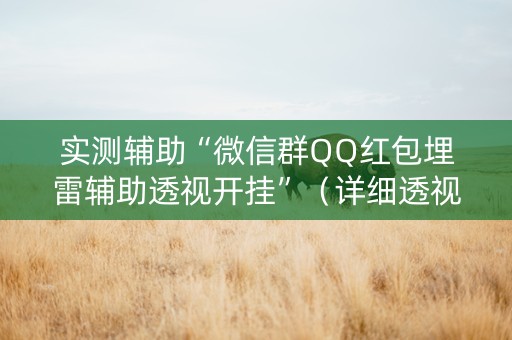 实测辅助“微信群QQ红包埋雷辅助透视开挂”（详细透视教程）-哔哩哔哩