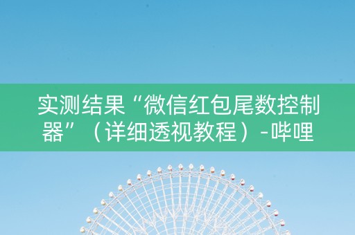 实测结果“微信红包尾数控制器”（详细透视教程）-哔哩哔哩