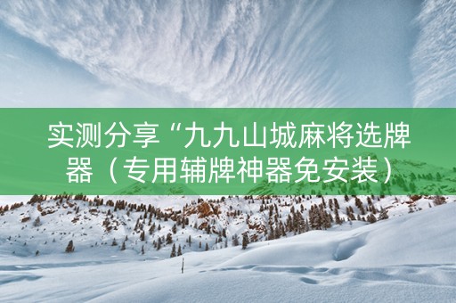 实测分享“九九山城麻将选牌器（专用辅牌神器免安装）