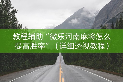 教程辅助“微乐河南麻将怎么提高胜率”（详细透视教程）-哔哩哔哩