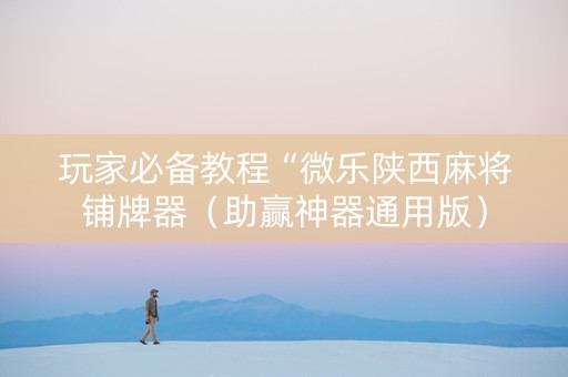 玩家必备教程“微乐陕西麻将铺牌器（助赢神器通用版）