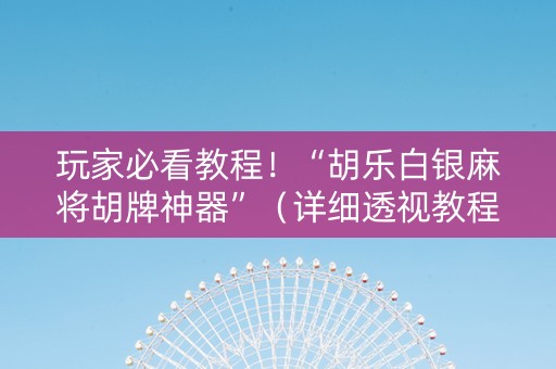 玩家必看教程！“胡乐白银麻将胡牌神器”（详细透视教程）-哔哩哔哩