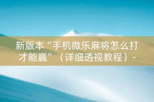 新版本“手机微乐麻将怎么打才能赢”（详细透视教程）-哔哩哔哩