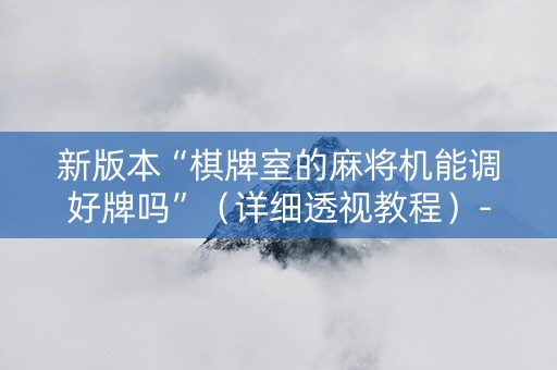 新版本“棋牌室的麻将机能调好牌吗”（详细透视教程）-哔哩哔哩