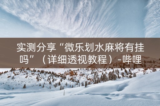 实测分享“微乐划水麻将有挂吗”（详细透视教程）-哔哩哔哩