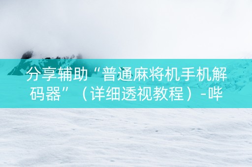 分享辅助“普通麻将机手机解码器”（详细透视教程）-哔哩哔哩