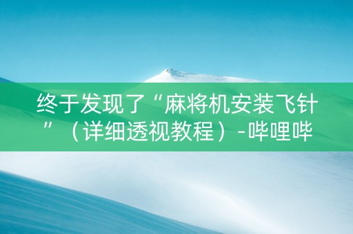 终于发现了“麻将机安装飞针”（详细透视教程）-哔哩哔哩