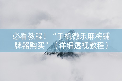 必看教程！“手机微乐麻将铺牌器购买”（详细透视教程）-哔哩哔哩