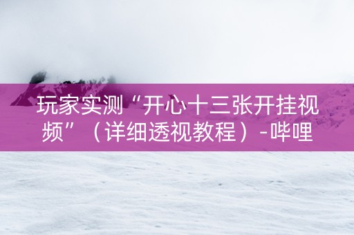 玩家实测“开心十三张开挂视频”（详细透视教程）-哔哩哔哩