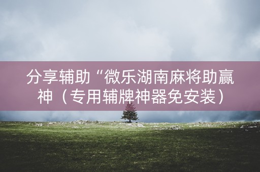 分享辅助“微乐湖南麻将助赢神（专用辅牌神器免安装）