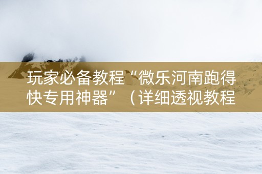 玩家必备教程“微乐河南跑得快专用神器”（详细透视教程）-哔哩哔哩