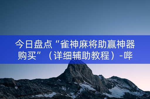 今日盘点“雀神麻将助赢神器购买”（详细辅助教程）-哔哩哔哩