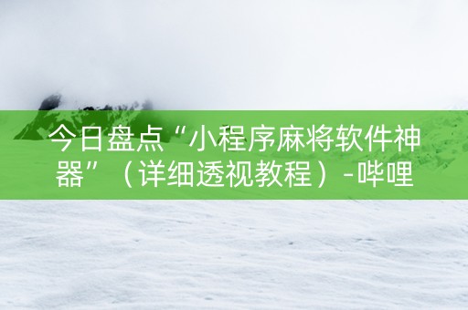 今日盘点“小程序麻将软件神器”（详细透视教程）-哔哩哔哩