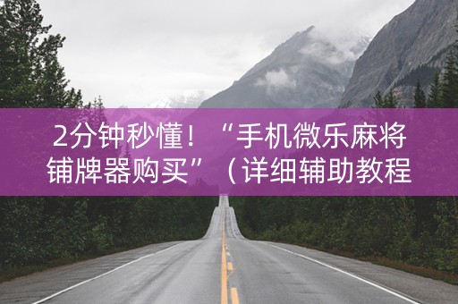 2分钟秒懂！“手机微乐麻将铺牌器购买”（详细辅助教程）-哔哩哔哩