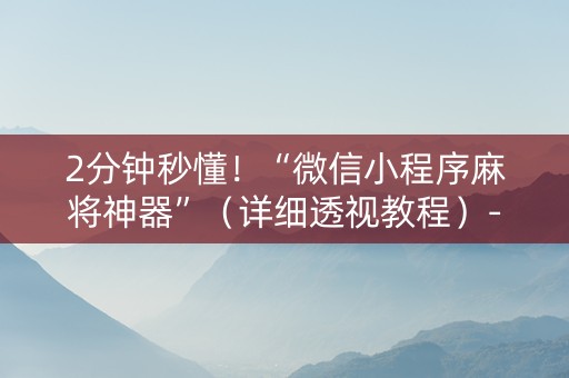 2分钟秒懂！“微信小程序麻将神器”（详细透视教程）-哔哩哔哩