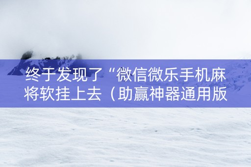 终于发现了“微信微乐手机麻将软挂上去（助赢神器通用版）