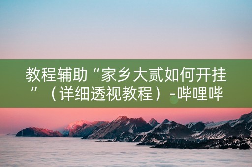 教程辅助“家乡大贰如何开挂”（详细透视教程）-哔哩哔哩