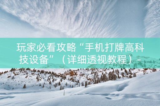 玩家必看攻略“手机打牌高科技设备”（详细透视教程）-哔哩哔哩