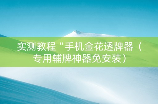 实测教程“手机金花透牌器（专用辅牌神器免安装）