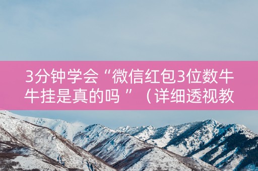 3分钟学会“微信红包3位数牛牛挂是真的吗 ”（详细透视教程）-哔哩哔哩