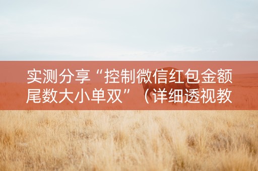 实测分享“控制微信红包金额尾数大小单双”（详细透视教程）-哔哩哔哩