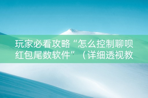 玩家必看攻略“怎么控制聊呗红包尾数软件”（详细透视教程）-哔哩哔哩