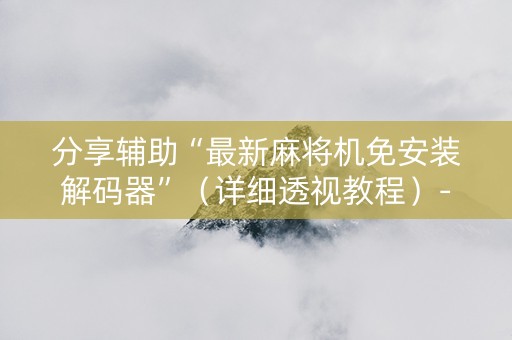 分享辅助“最新麻将机免安装解码器”（详细透视教程）-哔哩哔哩