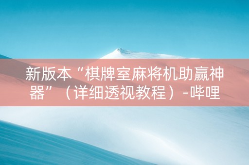新版本“棋牌室麻将机助赢神器”（详细透视教程）-哔哩哔哩